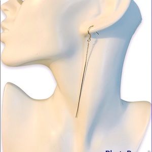 Elongated 925 Gold Drop Earrings